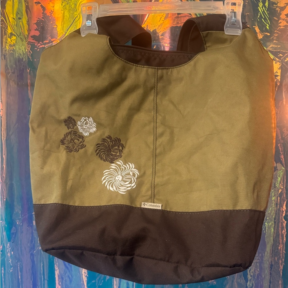 Columbia Olive and Dark Brown Tote Bag